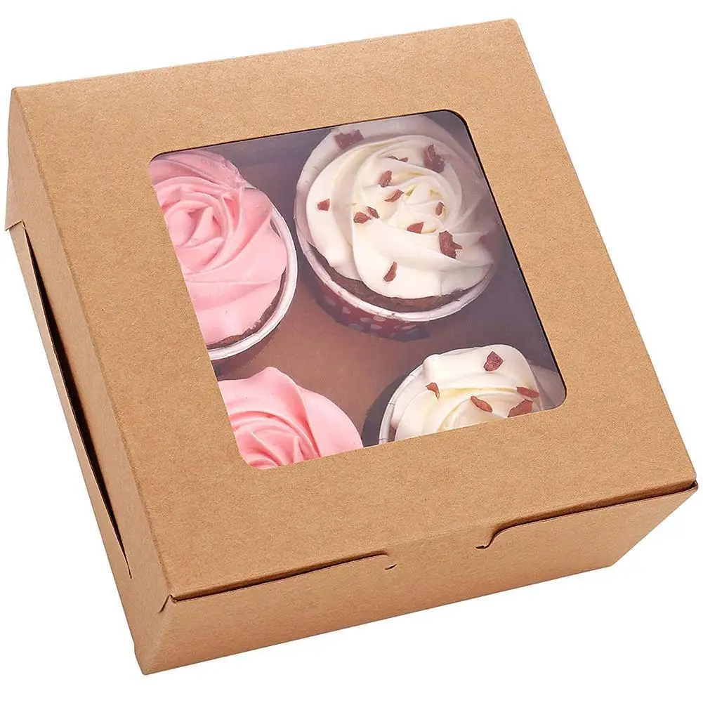 

5Pcs 2/6Holes Cupcake Packing Box Muffin Box Biscuit Pastry Cake Box Box Baking Chocolate kitchen Paper Kraft Packaging Too L4K0
