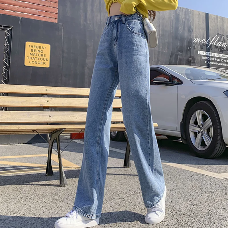 

Woman Jeans High Waist Clothes Wide Leg Denim Clothing Blue Streetwear Vintage Quality 2021 Fashion Harajuku Straight Pants
