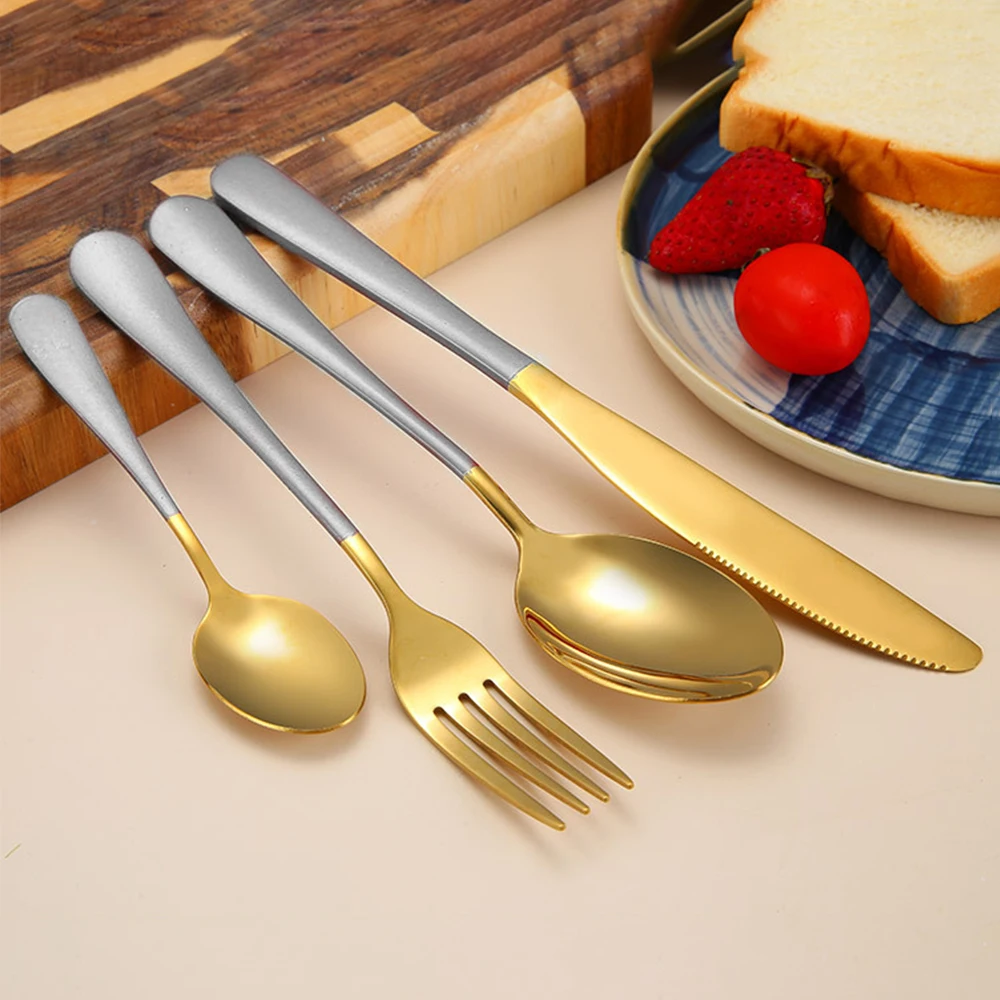 Набор Европейской посуды многоразовые Сталь столовые приборы с металлическая