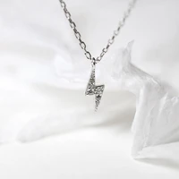 s925 full body sterling silver necklace simple and versatile style personalized design lightning shape pendant clavicle chain