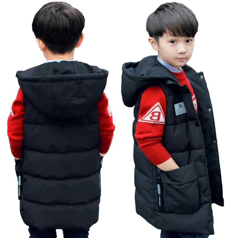 Baby boys waistcoat 2-13T kids long style warm vest baby girls spring cotton-padded hooded children warm jacket teenage snowsuit