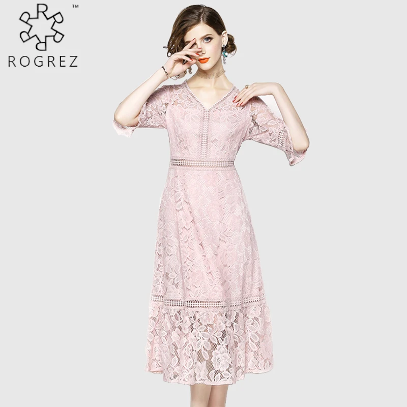 ROGREZ розовый Демисезонный Винтаж элегантные вечерние вечерний ужин лоскутное
