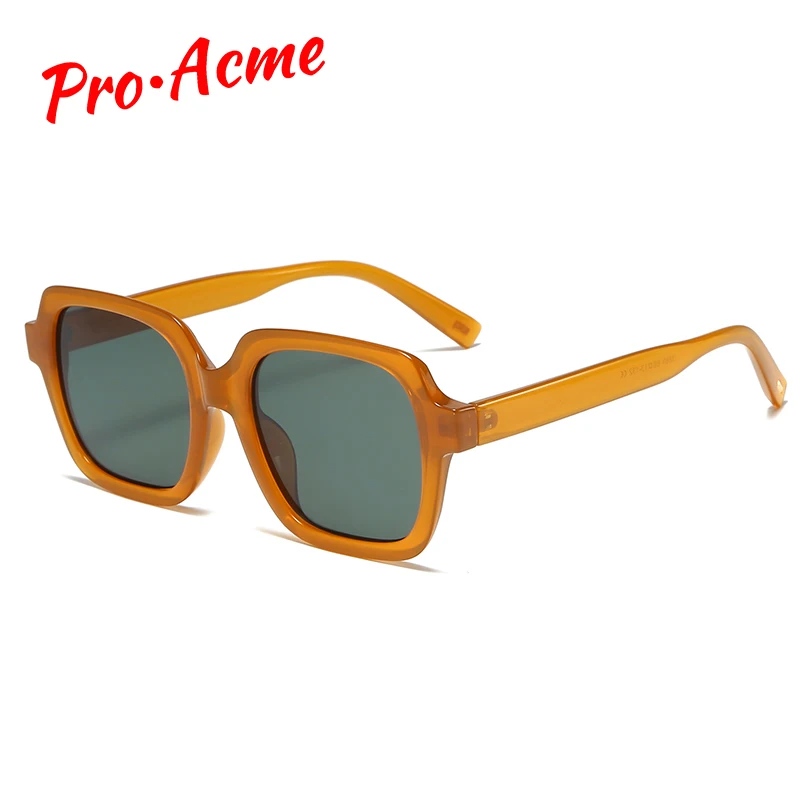 Женские квадратные солнцезащитные очки Pro Acme бежевые черные модные в Корейском