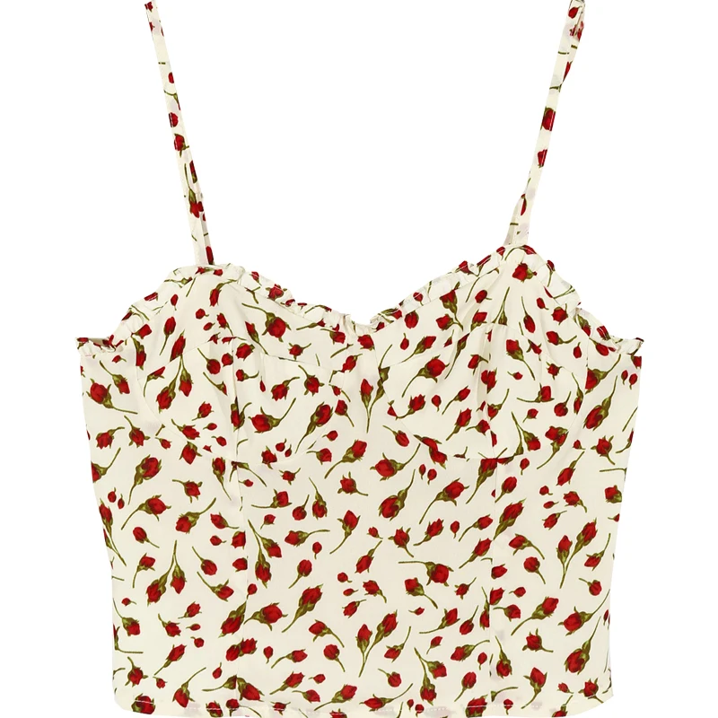 

Aesthetic Floral Print Graphic Y2k Streetwear Women Sleeveless Activity Halter Tank Tops 2021 Harajuku Corset Crop Tops Camisole