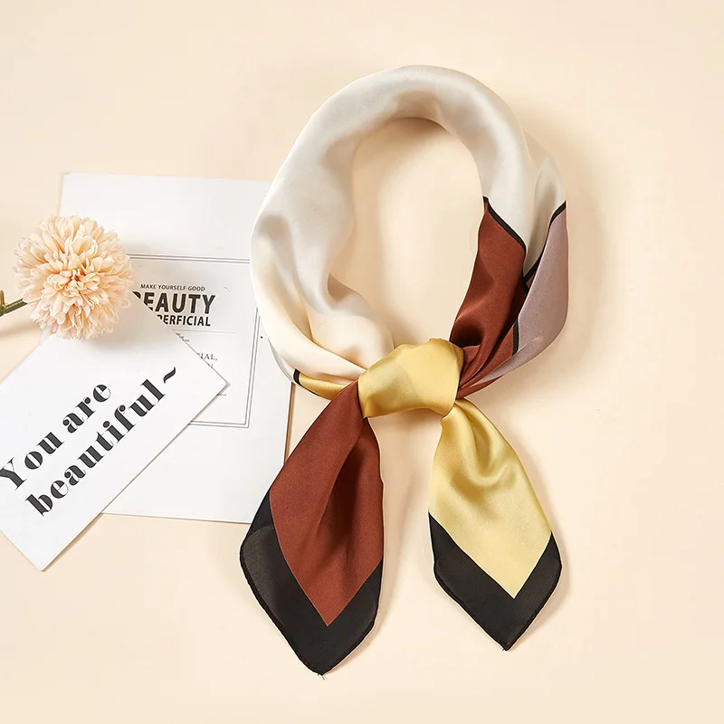 

Summer Women Satin Silk Scarf Brand Small Square Neck Head Scarfs Hair Wrap Bands Shawl Tie Scarves Bandana Top Foulard Femme