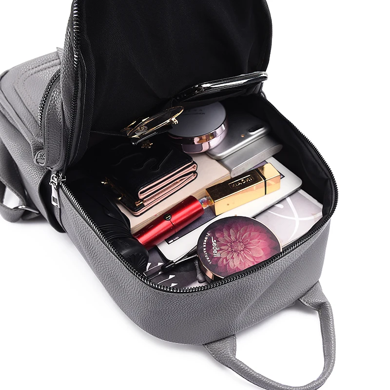 

Simple women backpack for Teenage Girls PU leather school bags Anti theft travel rucksack lady multifunctional Mochila back pack