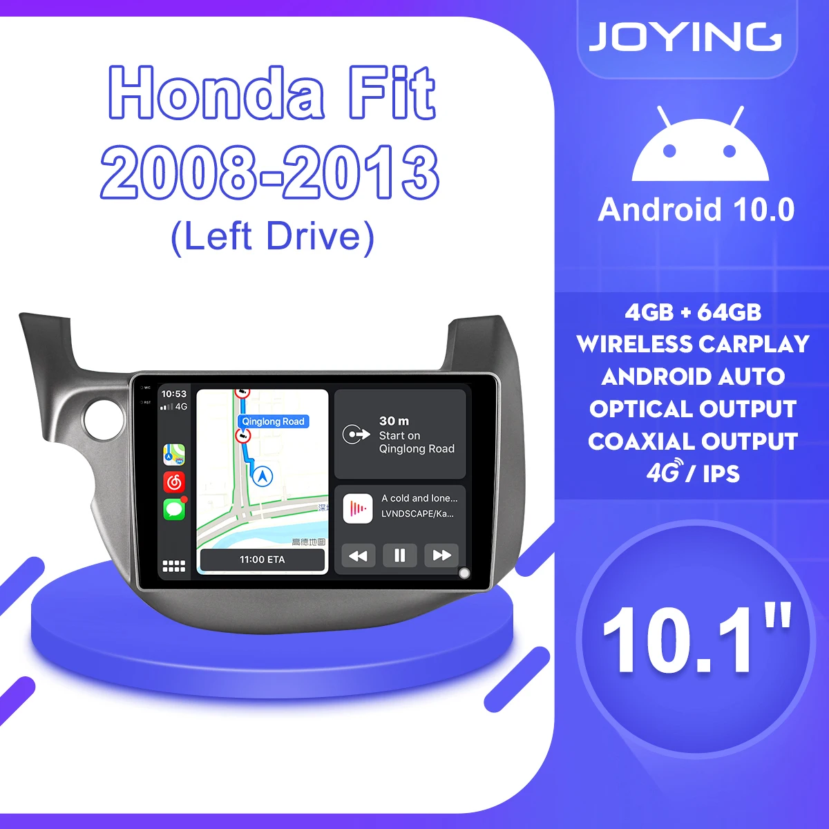 Автомобильный мультимедийный плеер HD 1280*720 Android 10 GPS 4G для Honda Fit Jazz 2008