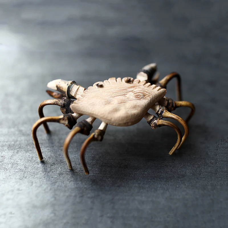 

Hand Made Bamboo Crab Lovely Retro Crafts Decorative Small Animal Tabletop Ornaments