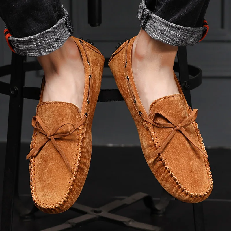 

Summer Men Casual Fashion Men Cow Suede Leather Men Loafers Moccasins Slip On Men's Flats Party Wedding Male Driving Shoes
