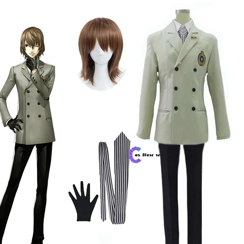 Костюм для косплея Persona 5 Goro Akechi комплект школьной формы P5 аниме карнический парик