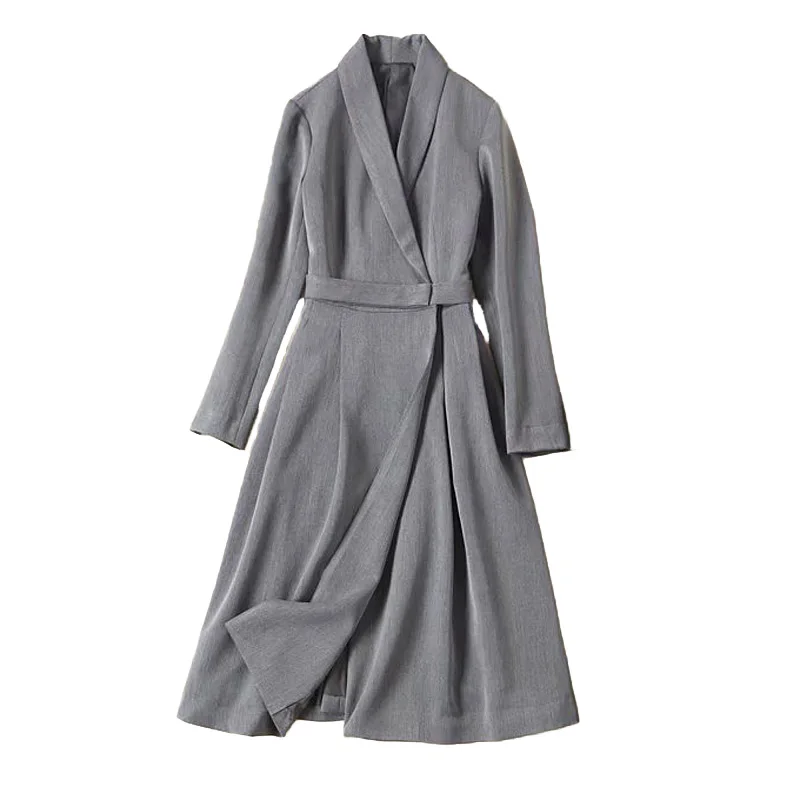 Платье-миди с длинным рукавом V-образным вырезом и | Женская одежда