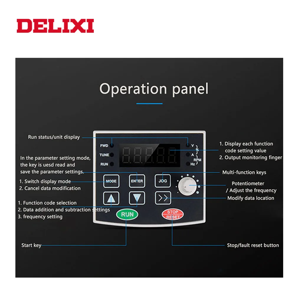 DELIXI 220V 2.2KW 3hp однофазный преобразователь частоты для Регулируемая скорость