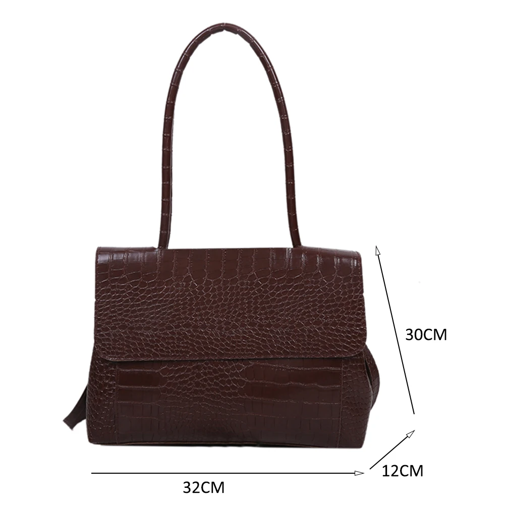 

Casual Big Capacity Alligator Shoulder Handbag Women Solid PU Crossbody Bag