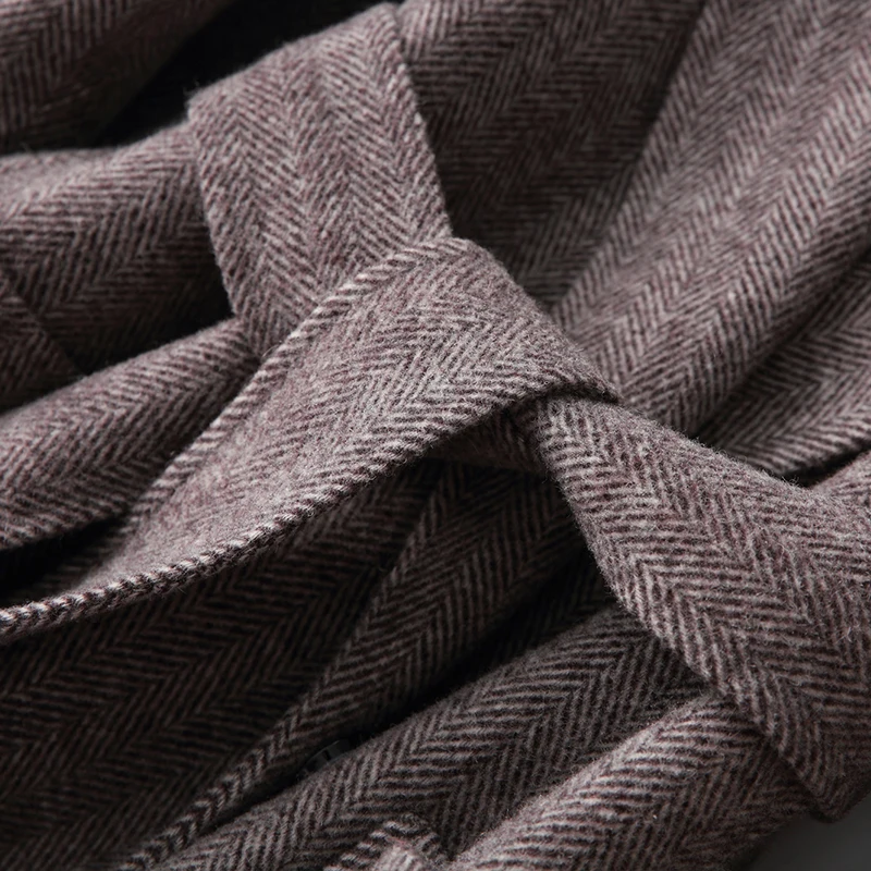 Новинка 2020 шерстяное пальто для женщин весна-осень длинная куртка с узором в