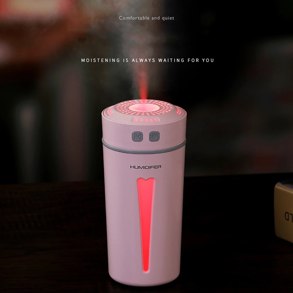 

Mini Air Humidifier Essential Oil Diffuser Led Night Light Usb Happy Cup Humidifiers Aroma Car Diffuser 260ml