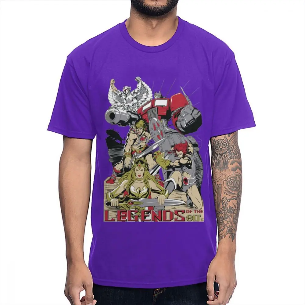 Классическая футболка с героями мультфильмов 80S He-Man Optimus Prime She-Ra Princess OF power Thundercats Мягкая тонкая мужская футболка - Цвет: Фиолетовый
