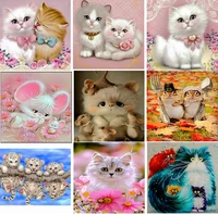 home 5d diy diamond painting square diamond cross stitch crafts fine arts sewing animal cute cat room stickers decoration gift