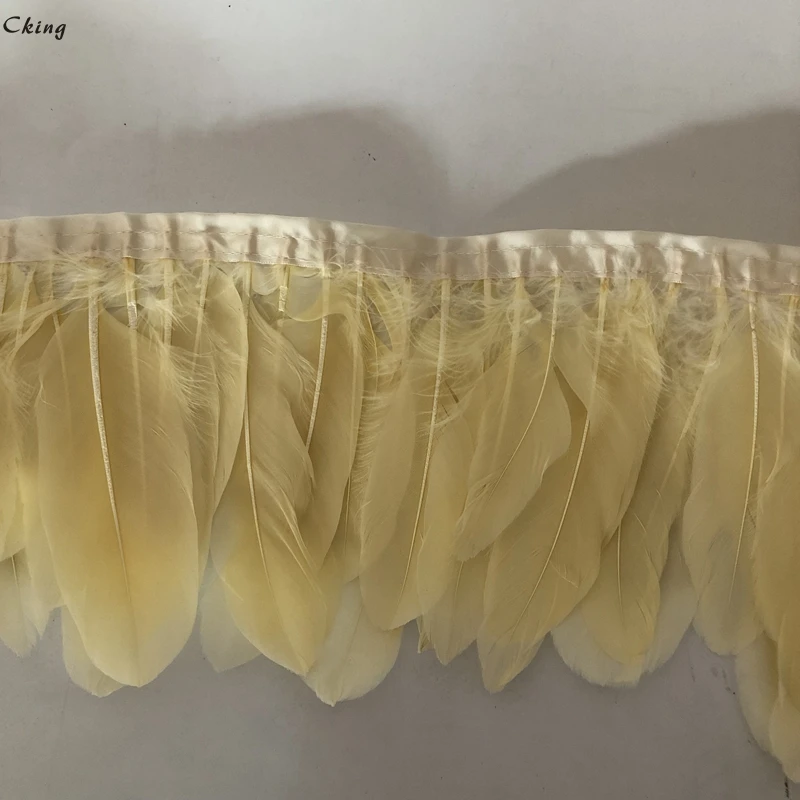 Набор из 10 ярдов окрашенных в цвет шампанского гусиных перьев 6 8 дюймов ширину