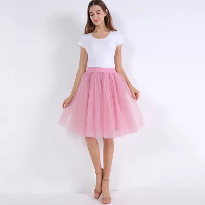mauve red 7 слоев 60 см Тюлевая юбка женская летняя трапециевидная юбка миди юбки женские Высокая талия плиссированные юбки в складку для женщин школьная Солнцезащитная юбка - Цвет: mauve red
