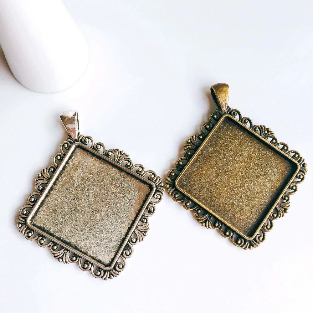 5 шт./лот 30 мм ожерелье с подвеской античная бронза серебро стекло Кабошон Пустые