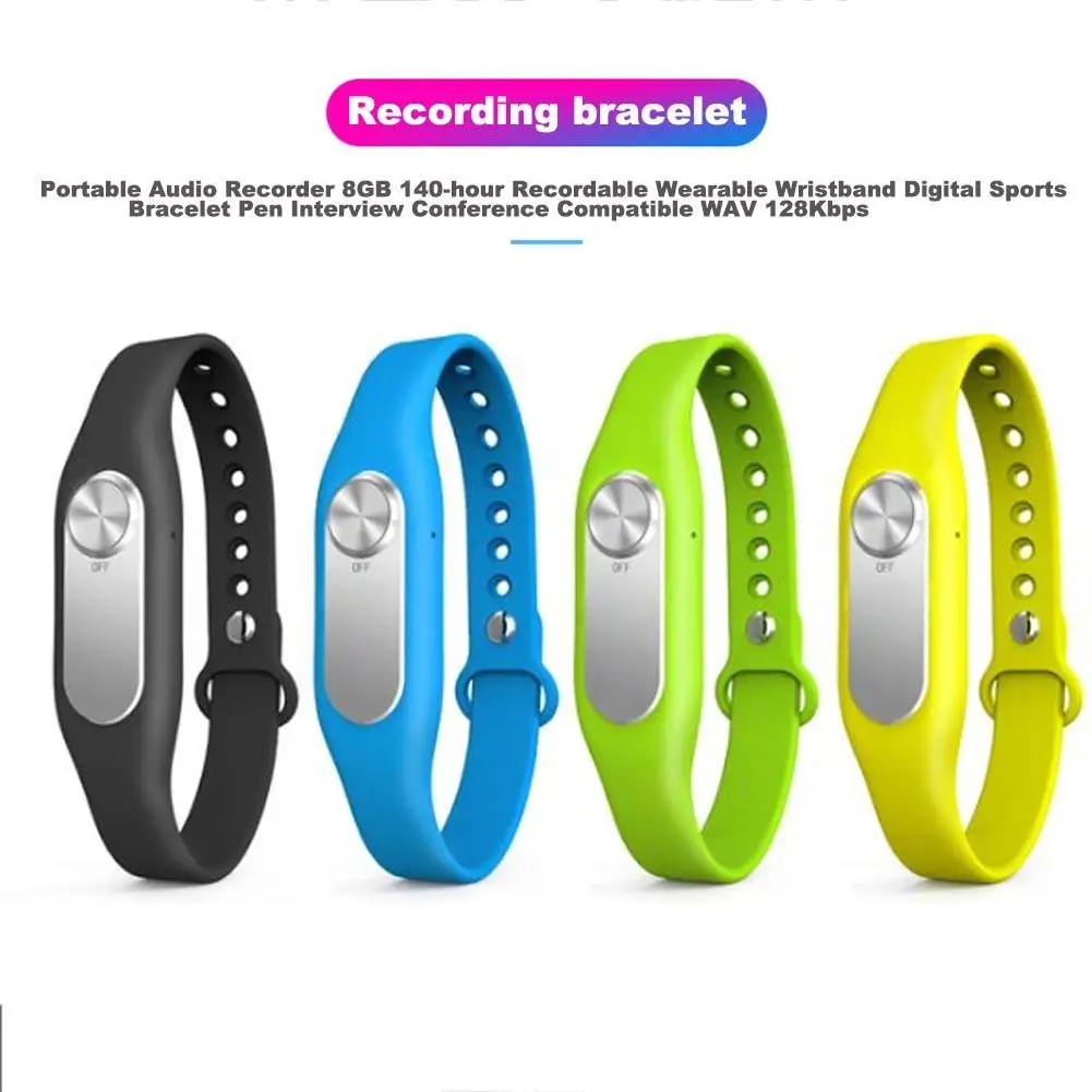 Портативный аудиомагнитофон 8 Гб 140 часов записываемый носимый браслет цифровой