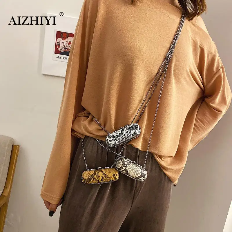 Классические сумки через плечо модные с цепочкой ретро мини принтом в виде