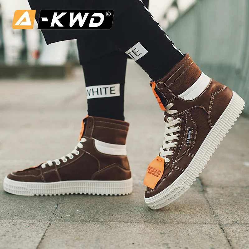 Кроссовки мужские кожаные черные белые коричневые дышащие в Корейском стиле