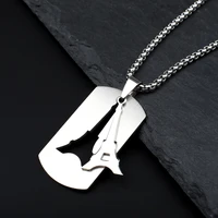 men necklace french tower removable pendant stainless steel glossy style high quality chain autumn 2021 new fashion cool jewelry