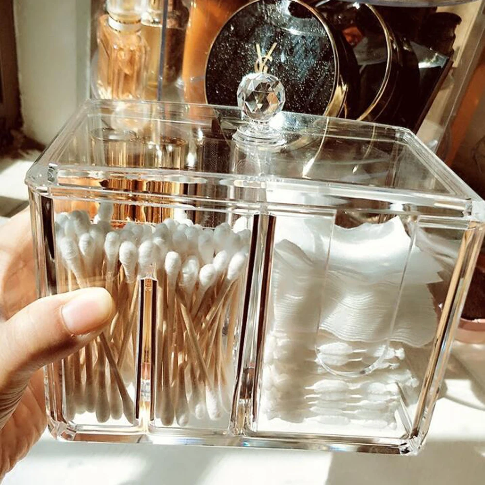 Портативный хлопковый контейнер для макияжа акриловый Ватный тампон органайзер