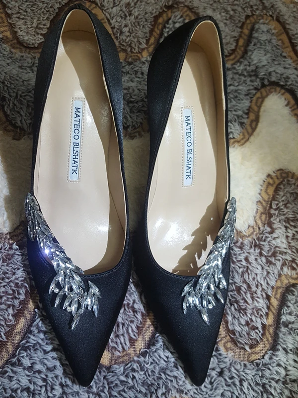 Black 8cm Новинка года; модные свадебные туфли с пшеничными ушками; туфли на высоком каблуке-шпильке с острым носком; женские красные свадебные вечерние туфли для невесты - Цвет: Black 8cm