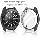 Кольцо-ободок + стеклянная пленка + чехол для Samsung Galaxy Watch 3 41 мм 45 мм, защитный бампер, защитный чехол, закаленное стекло с защитой от царапин 3 в 1