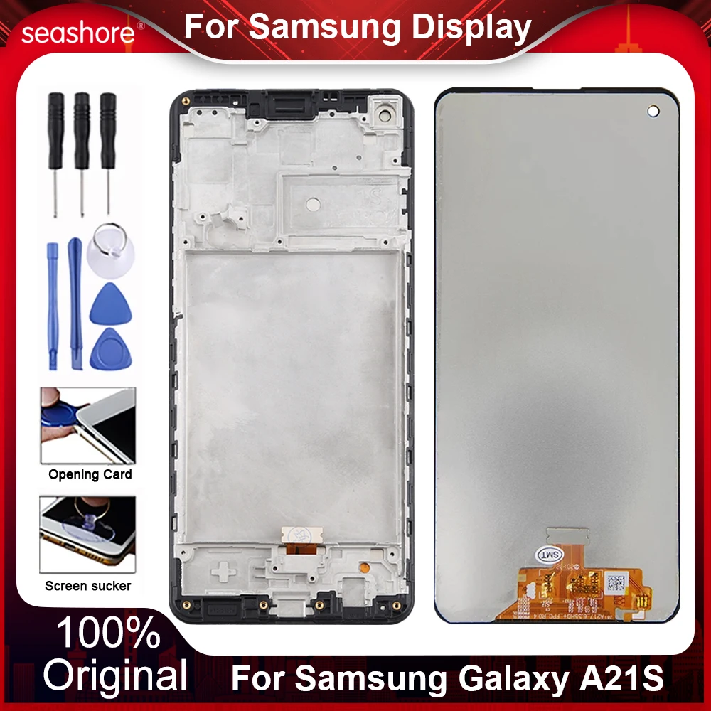 Pantalla t&aacute;ctil Original para Samsung A21S, piezas de repuesto de digitalizador LCD para Galaxy A21 S, A217F/DS-0