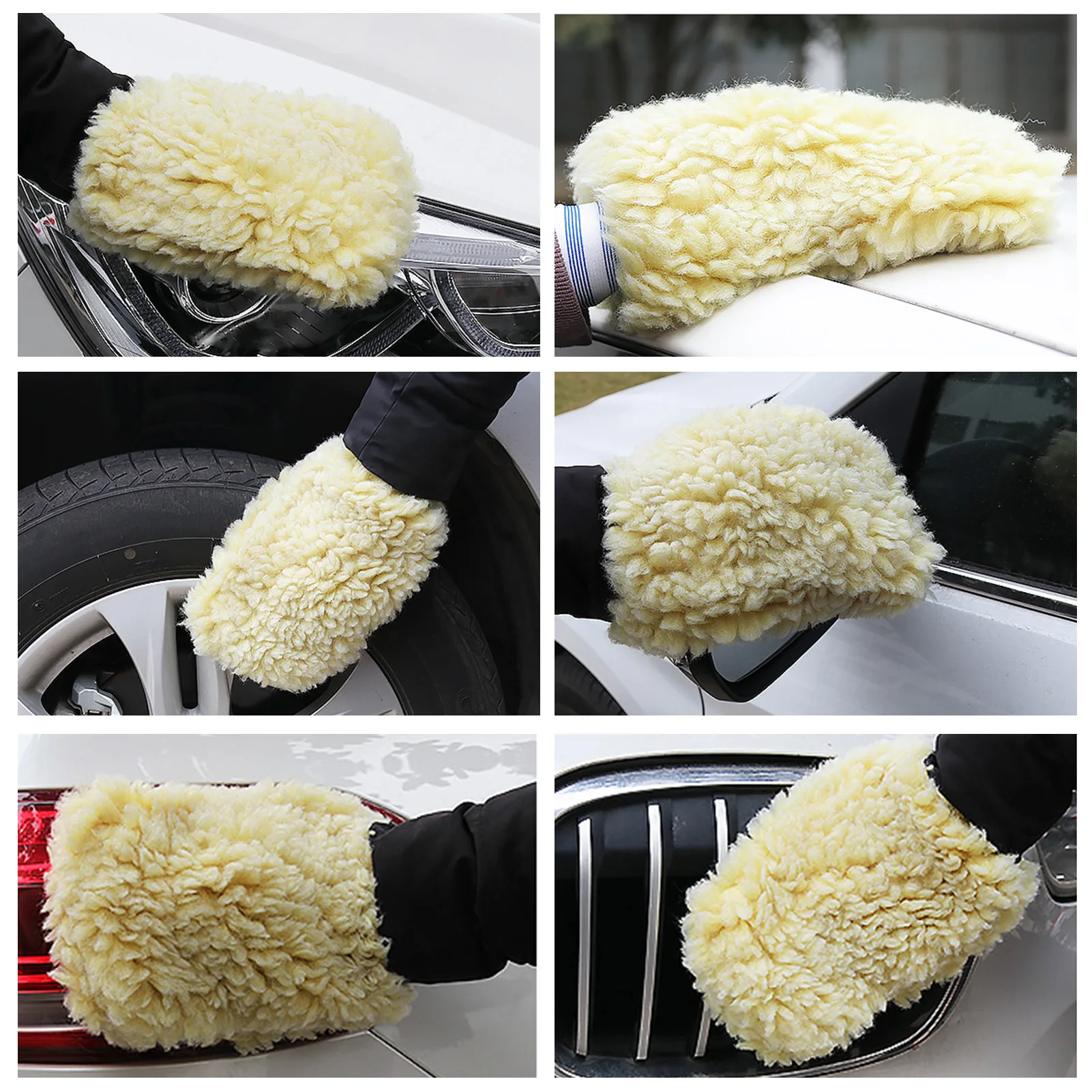 

Plush Car Wash Glove Double-sided Fleece Thickened Dust Mitts #W0