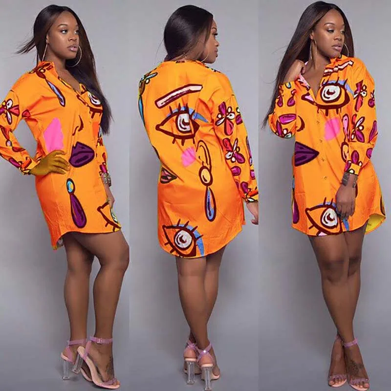 Женское платье-рубашка с абстрактным принтом свободного кроя | Тематическая