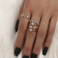 3 pieces of diamond leaf cross ring set rings for women jewelry for women