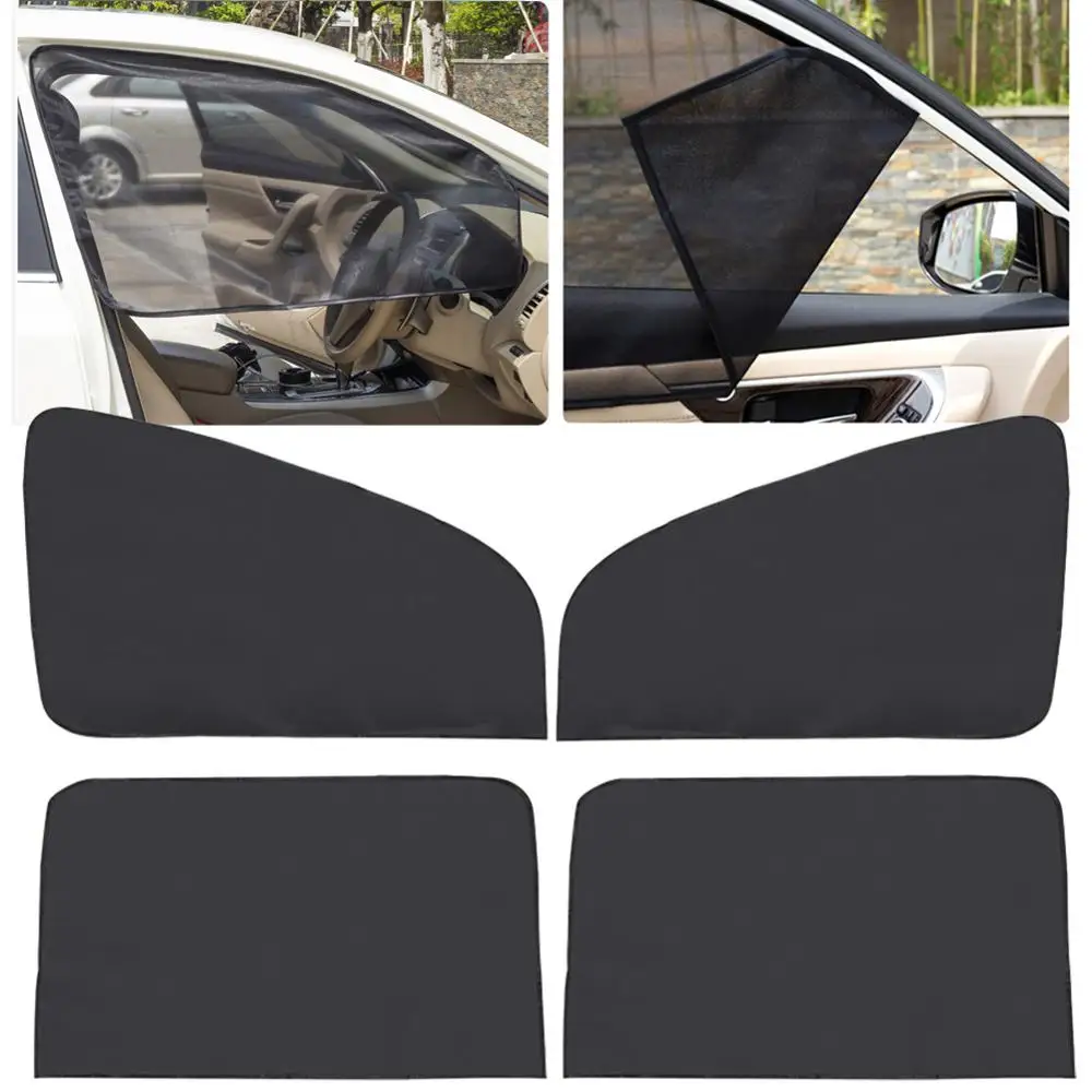 

SALE 4pcs Car Front & Rear Side Window Sun Visor Shade Mesh Cover Sunshade insulation anti-mosquito Fabric Shield UV Protector