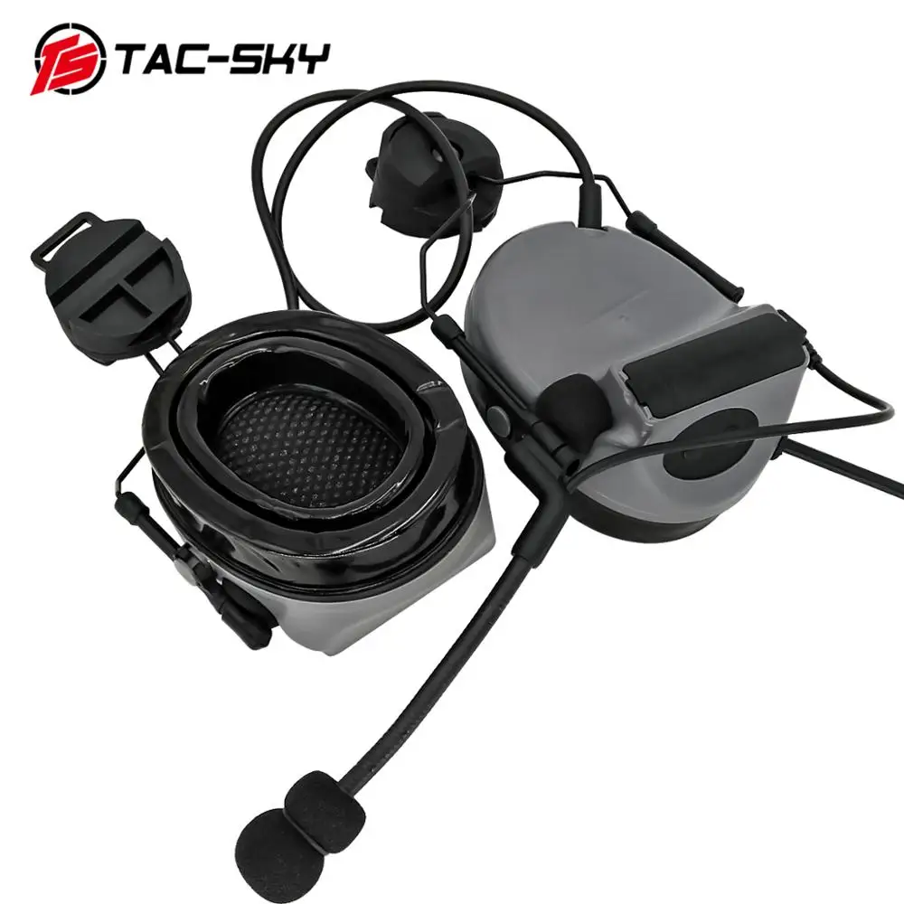 TAC-SKY COMTAC II helmet mounted version hunting headphones noise reduction military shooting headset +tactical PTT U94 PTT gray