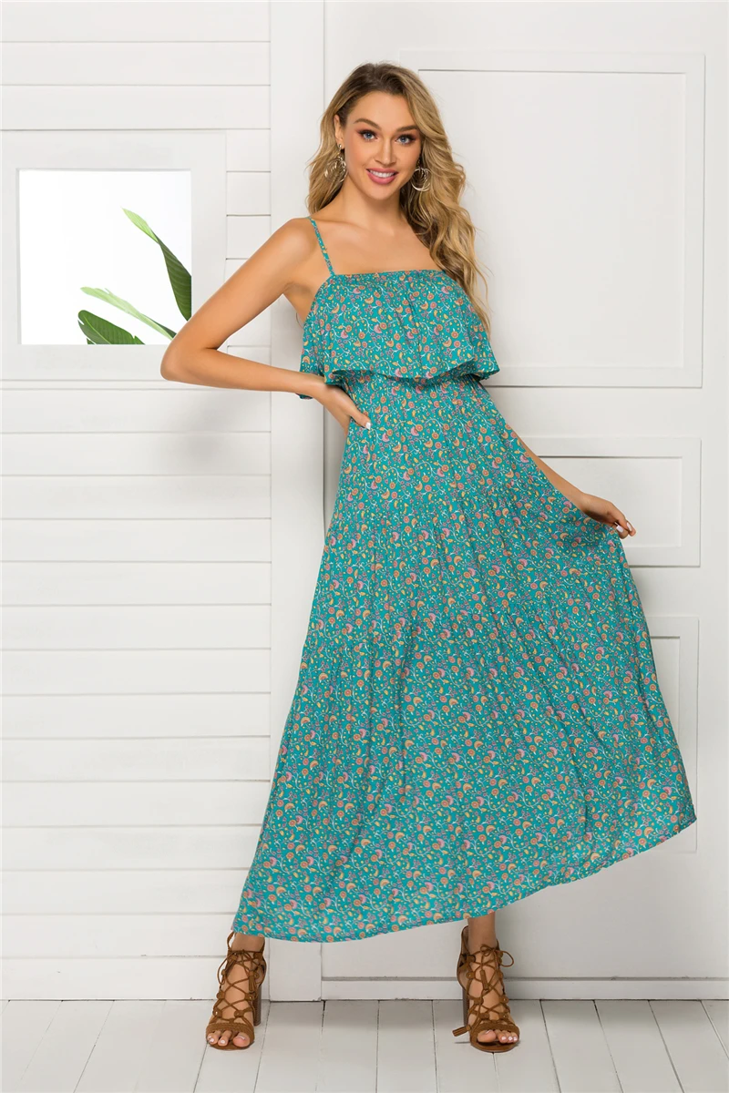 Винтажное шикарное женское пляжное длинное богемное Платье макси с цветочным принтом и рукавом «летучая мышь», женское сексуальное летнее платье в стиле бохо с v-образным вырезом, vestidos