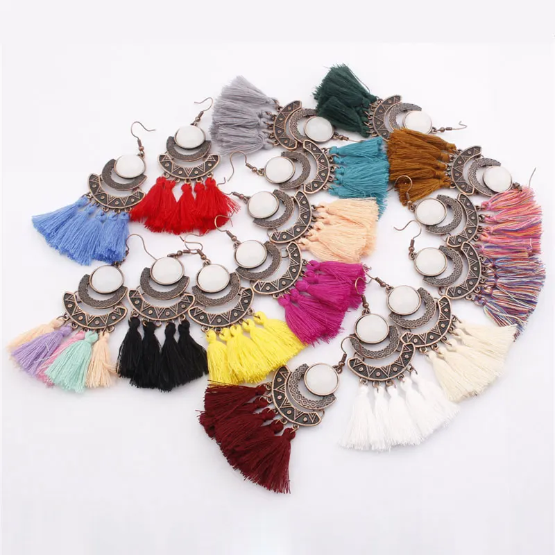 2019 богемная кисточка красочные серьги женский модный свадебный подарок