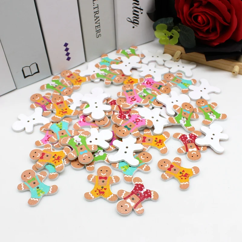 40 шт./упак. смешанные рождественские деревянные аксессуары для скрапбукинга