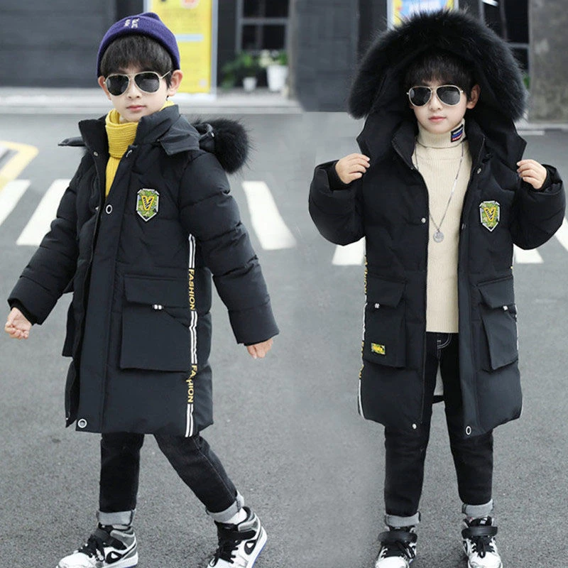 Зимняя Подростковая куртка с капюшоном для мальчиков 2020 зеленая черная детская