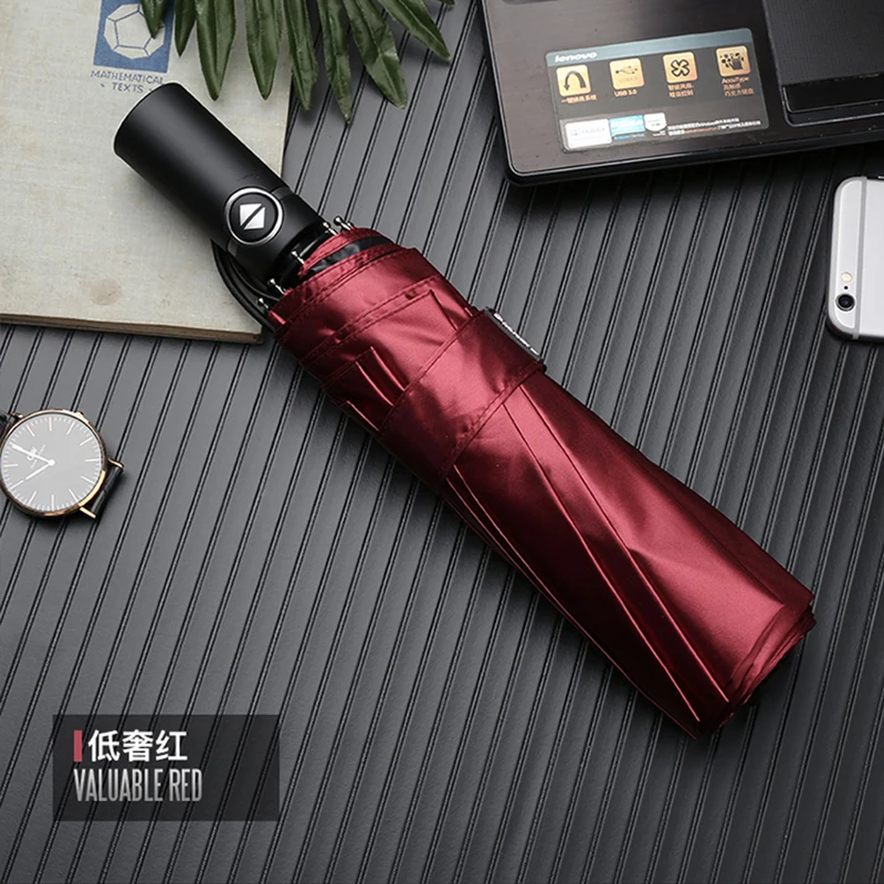 Большой Автоматический зонт 3 складной мужской тканевый в деловом стиле Зонт