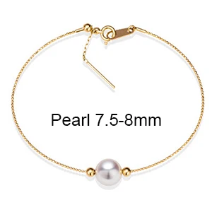 7.5-8mm Sinya Au750 золотые браслеты с натуральным жемчугом и 18k золотыми бусинами можно регулировать длину носки можно DIY для женщин девушек и мам - Цвет камня: 7.5-8mm