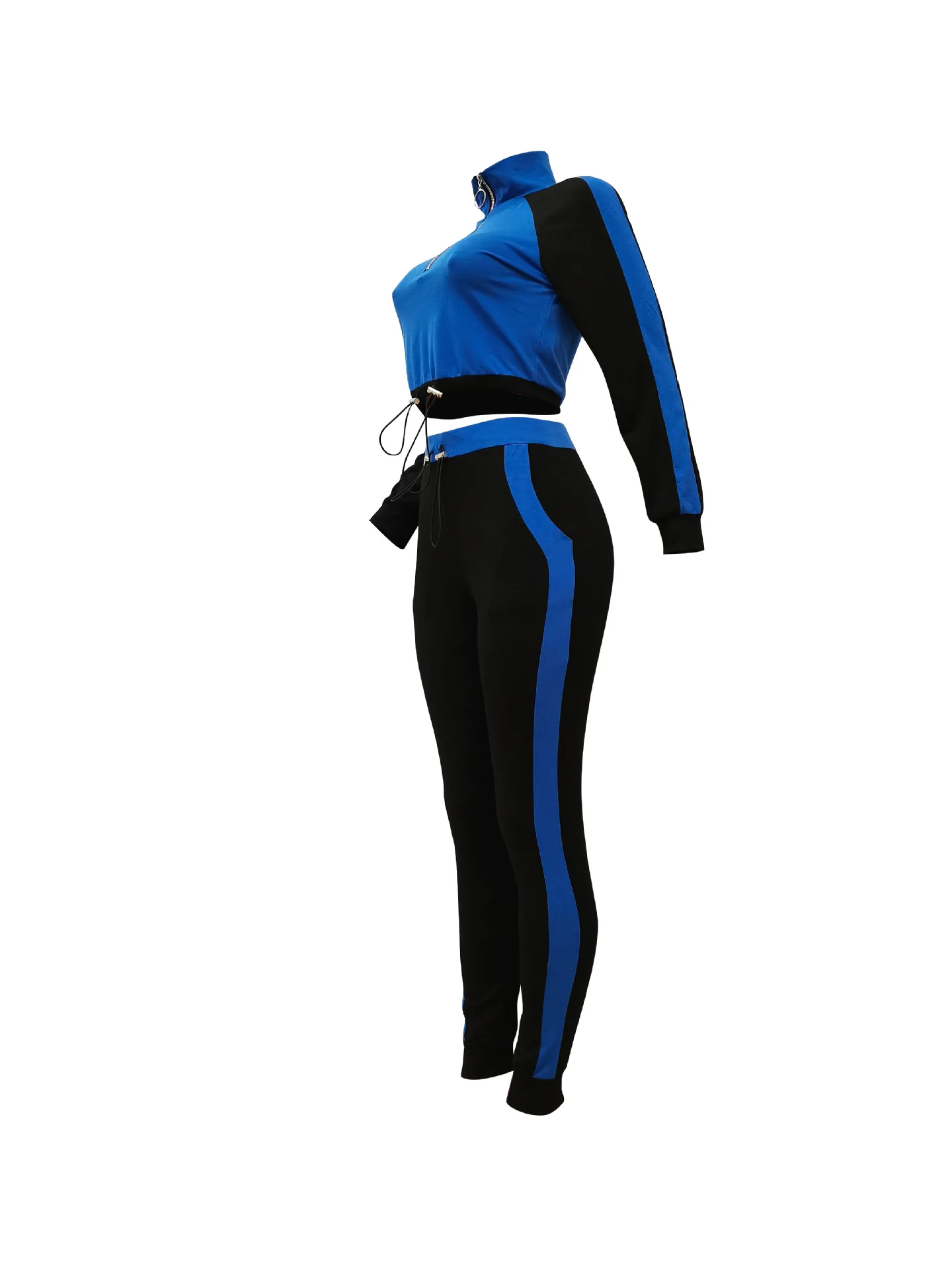 

Tracksuit 2pcs Women Set Crop Top Sweatshirt+Side Stripe Pants Hooded 2 Pieces Sets Women Clothing Suits Female Outfit