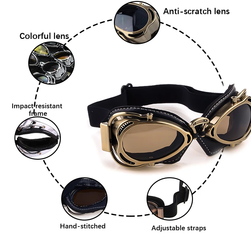 

Eliteson Cycling Goggles Motorcycle Dirt Bike Sunglasses Vintage Male Female Racing Glasses UV Protection Motocross Eyewear