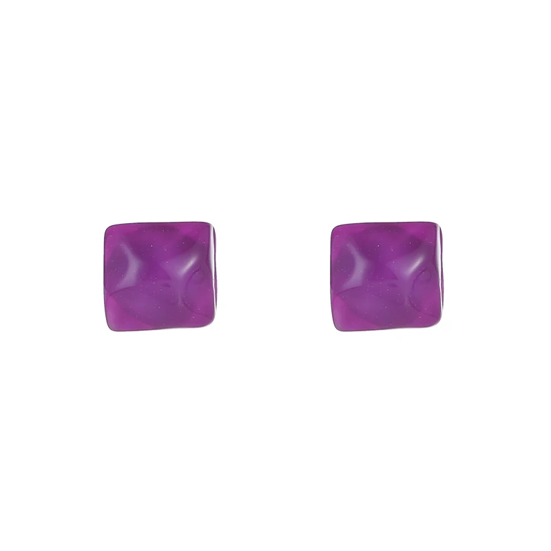 

Summer Little Fresh Candy-Colored Jelly Stud Earrings Simple Temperamental All-Match Irregular Water Ripple Square Earrings