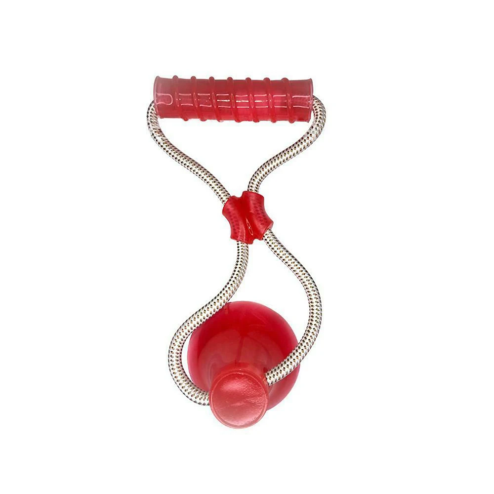 Red B Игрушка для собак Ropeball с присоской для домашнего животного, игрушки с шариками TPR, для чистки зубов, красный, синий, зеленый 0 - Цвет: Red B