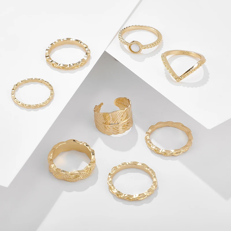 Кольца docona в богемном стиле с кристаллами виде листьев для женщин и девушек