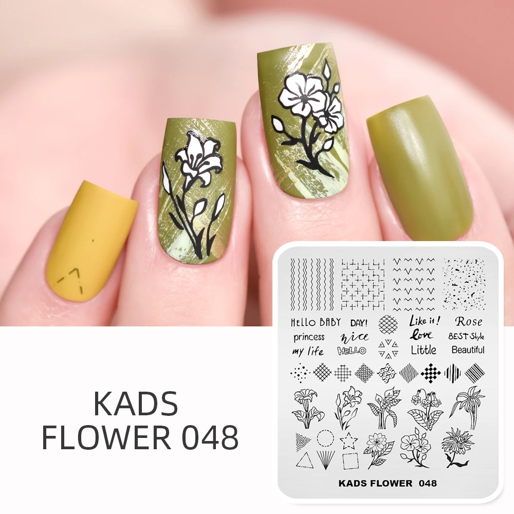 Шаблоны для стемпинга KADS дизайна ногтей весенние дизайнерские пластины маникюра