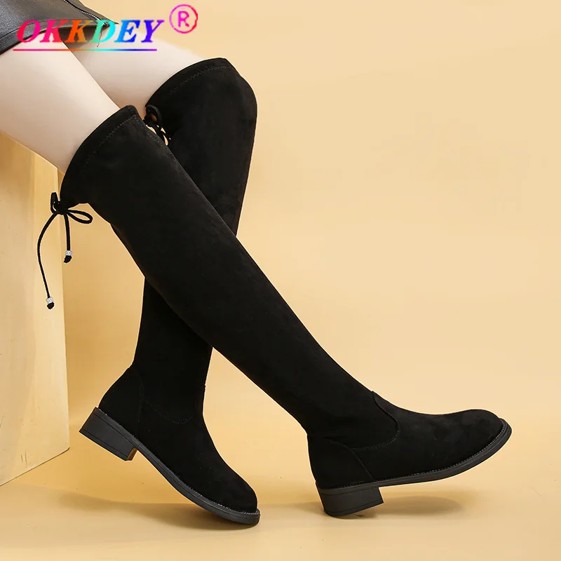 

2022 Sexy Stretch Fabric Socks Boots Round Toe Women's Over The Knee Boots High Heels Ladies Warm Botas Mujer Large Size 35-42